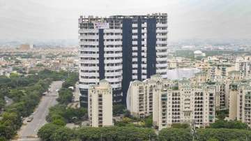 Supertech twin towers ahead of their demolition with explosives in compliance with a Supreme Court order, in Noida, Wednesday, Aug. 24, 2022.