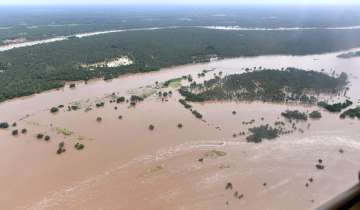 Current inflow in Godavari stood at 9.80 lakh cusecs, reported State Disaster Management Authority Managing Director B R Ambedkar in a release.