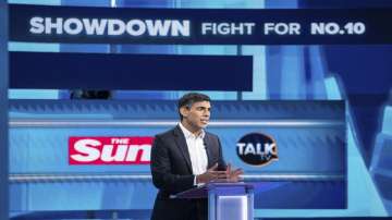 Rishi Sunak during The Sun's Showdown: The Fight for No10, the latest head-to-head debate for the Conservative Party leader candidates, at TalkTV's Ealing Studios, west London, Tuesday July 26, 2022. 
