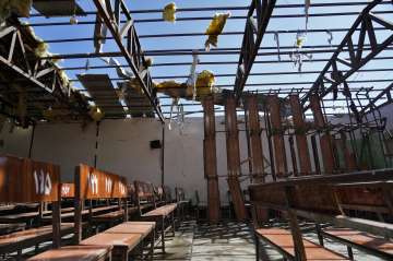 A view of the education center that was attacked by a suicide bomber, in Kabul, Afghanistan, Friday, Sept. 30