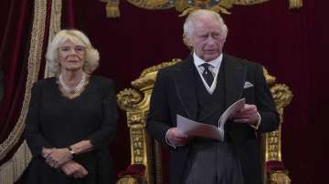 King Charles III and Camilla, the Queen Consort during the Accession Council at St James's Palace. 