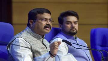 Union Education Minister Dharmendra Pradhan (Left) with I & B Minister Anurag Thakur