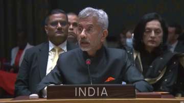 India's External Affairs Minister S Jaishankar speaks at UNSC meeting.