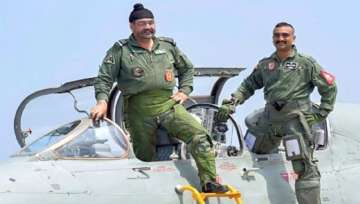 Abhinandan Varthaman with Air Chief Marshal B S Dhanoa on board a MiG-21