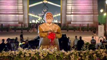 Prime Minister Narendra Modi pays tribute after inaugurating 28-ft statue of Netaji Subhas Chandra Bose as part of the revamped Central Vista, in New Delhi.