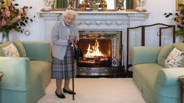 Britain's Queen Elizabeth II waits in the Drawing Room at Balmoral, in Scotland, Tuesday. 