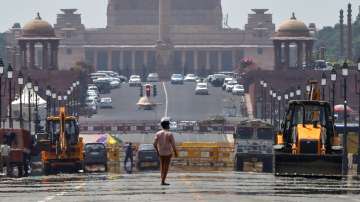 A mirage is seen on Rajpath during a hot summer day, in New Delhi