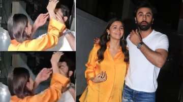 Alia Vhatt Sxy Vdo - Video of Ranbir Kapoor brushing off Alia Bhatt as she fixes his hair in  public goes viral | Watch | Celebrities News â€“ India TV