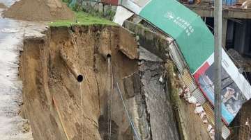 Greater Noida: Express Astra road caves in due to heavy rainfall