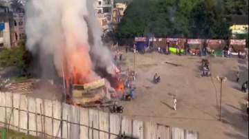 Fire breaks out at a firecracker stall in Andhra Pradesh.