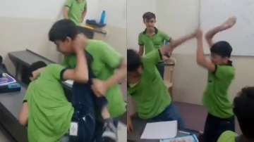 Boys fight over girl in coaching institute | Watch