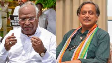 Congress leaders Mallikarjun Kharge and Shashi Tharoor (Right)