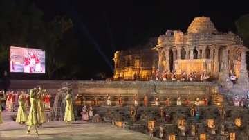 Prime Minister Narendra Modi inaugurates 3D projection light and sound show explaining the importance of Surya Mandir in Modhera, Gujarat.