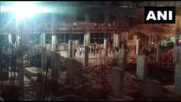The wall of an under-construction building collapses in Mohali. 