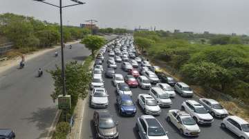 Heavy traffic on the DND near Ashram, in New Delhi