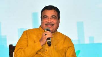 Union Minister for Road, Transport and Highways Nitin Gadkari speaks during a press conference.