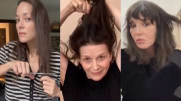 Marion Cotillard and Juliette Binoche filmed themselves chopping off locks of their hair in a video