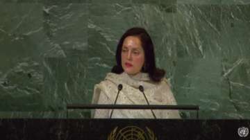 India’s Permanent Representative to the UN, Ambassador Ruchira Kamboj speaking at the UN General Assembly