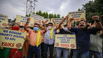 Kashmiri Pandits protest against non-inclusion of their representatives in the all party meeting to be chaired by Prime Minister Narendra Modi.