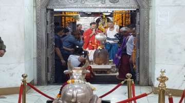 Rahul Gandhi performs puja at Ujjain's Mahakal temple.