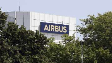 The logo of Airbus group is displayed in Toulouse, south of France.