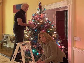 "Just a few finishing touches! Hope you and your loved ones are having a great Christmas Eve," US President Joe Biden wrote on Twitter.