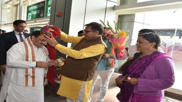 BJP national president JP Nadda was welcomed by the party leaders at Jaipur Airport