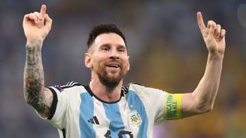 Messi celebrates his goal against Australia
