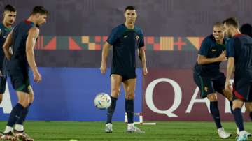 Cristiano Ronaldo in action during Portugal practice session