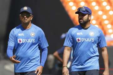 Rahul Dravid and Rohit Sharma | File Photo