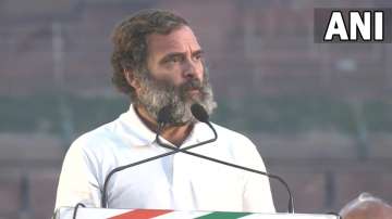 Rahul Gandhi speaks in front of the Red Fort in the Bharat Jodo Yatra.  