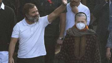 Rahul Gandhi with mother and former Congress chief Sonia Gandhi during Bharat Jodo Yatra