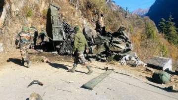The ill-fated vehicle of the Army which met with an accident in North Sikkim.