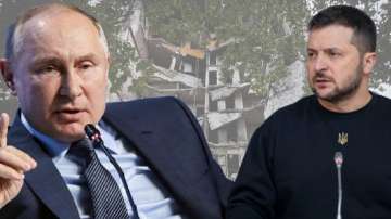 Russian President Vladimir Putin (L) and his Ukranian counterpart Volodymyr Zelenskyy (R).