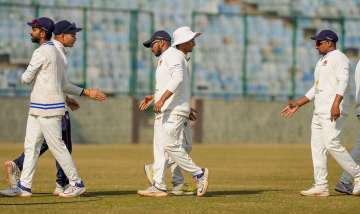 Ajinkya Rahane, Prithvi Shaw and Sarfaraz Khan during a Ranji Game