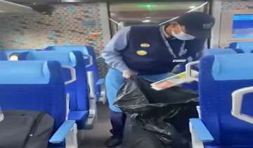 Screengrab from cleaning video of Vande Bharat train shared by Railway Minister Ashwini Vaishnaw.