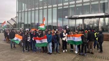 Indian Diaspora protesting outside BBC office. 