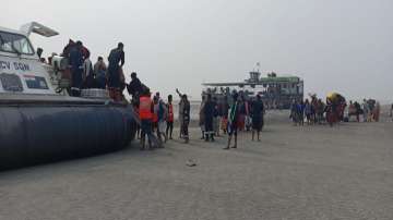 Indian Coast Guard rescues pilgrims who were stranded at sea off Kakdwip in West Bengal.