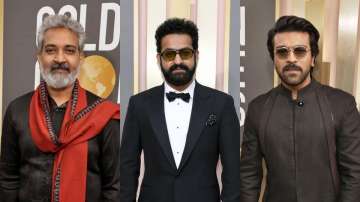  Ram Charan, Jr NTR and Rajamouli at Golden Globe Awards 2023