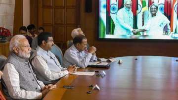 PM Modi while attending a meeting with Bangladesh PM (FILE)