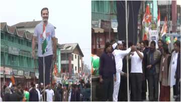 Bharat Jodo Yatra: Congress leader Rahul Gandhi unfurls national flag at Lal Chowk in Srinagar 