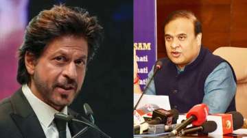 Actor Shah Rukh Khan (L) and Assam CM (R)