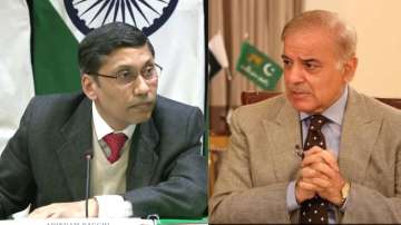 External Affairs Ministry Spokesperson, Arindam Bagchi (L) and Pakistan PM Shehbaz Sharif (R)