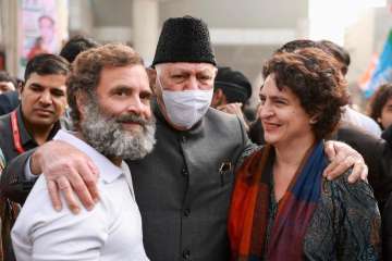 Farooq Abdullah with Priyanka Gandhi