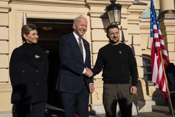US President Joe Biden with his Ukrainian counterpart Volodymyr Zelenskyy and his wife.