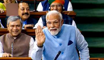 PM Narendra Modi while addressing the Parliament on Wednesday.