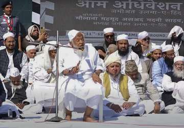  Jamiat Ulema-e-Hind chief Maulana Arshad Madani during an event on Sunday.