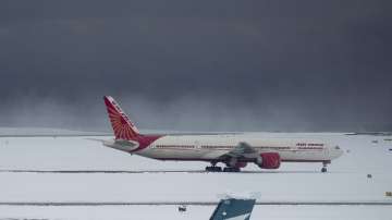 An Air India plane parked at Vancouver International Airport