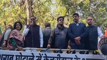 Delhi liquor scam case: BJP stages protest outside CM's office, demands Kejriwal's resignation