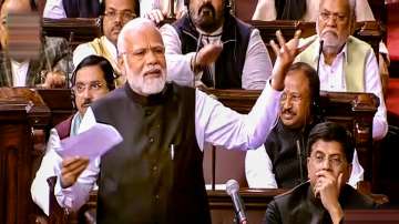 Prime Minister Narendra Modi during Rajya Sabha speech in Parliament